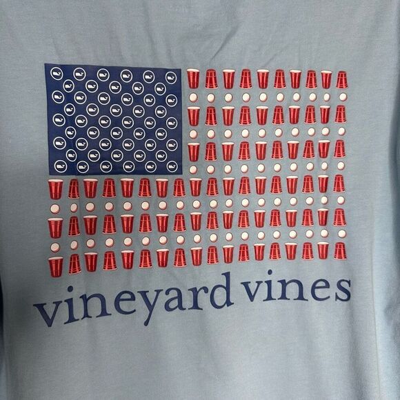 Vineyard Vines Red Solo Cup Flag Pocket Tee Size Medium - Picture 10 of 11
